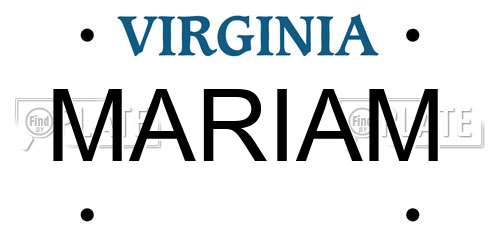 MARIAM Virginia License Plate