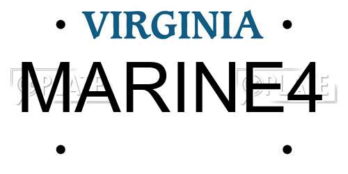 MARINE4 Virginia License Plate