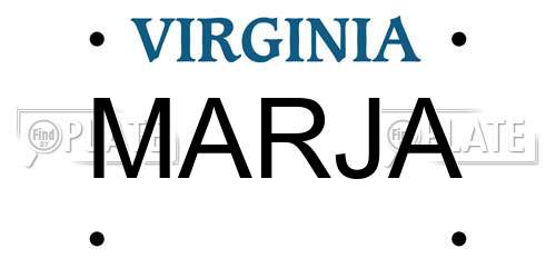 MARJA Virginia License Plate