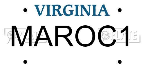 MAROC1 Virginia License Plate