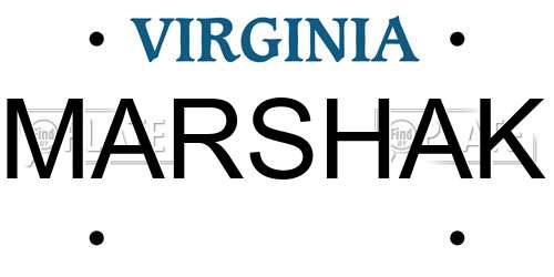 MARSHAK Virginia License Plate