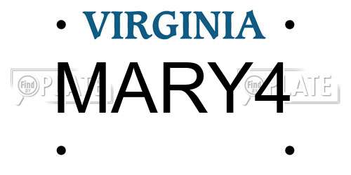 MARY4 Virginia License Plate