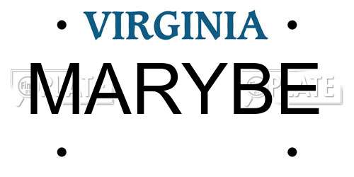 MARYBE Virginia License Plate