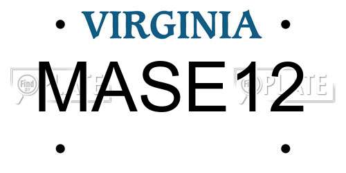 MASE12 Virginia License Plate
