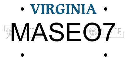MASEO7 Virginia License Plate