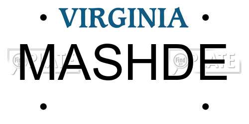 MASHDE Virginia License Plate