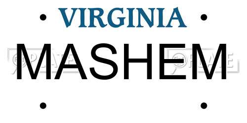 MASHEM Virginia License Plate