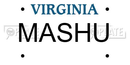 MASHU Virginia License Plate