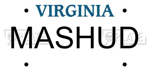 MASHUD Virginia License Plate