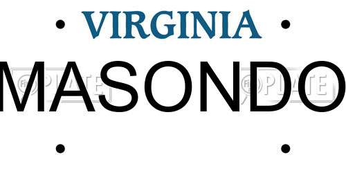 MASONDO Virginia License Plate