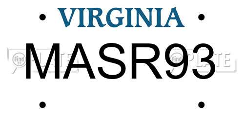 MASR93 Virginia License Plate