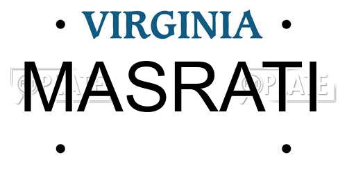 MASRATI Virginia License Plate