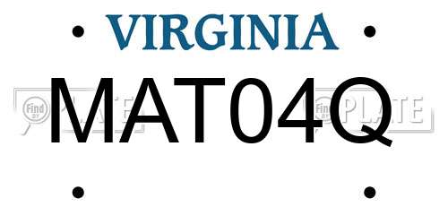 MAT04Q Virginia License Plate