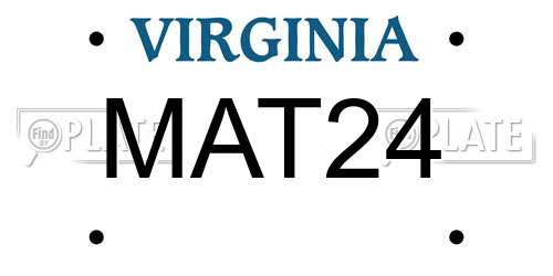 MAT24 Virginia License Plate