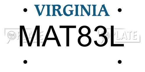 MAT83L Virginia License Plate