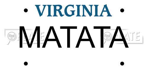 MATATA Virginia License Plate