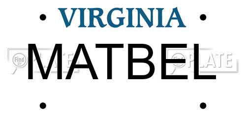 MATBEL Virginia License Plate