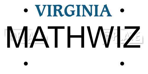 MATHWIZ Virginia License Plate