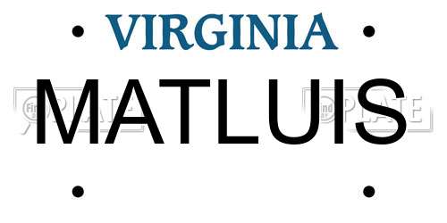 MATLUIS Virginia License Plate