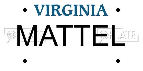 MATTEL Virginia License Plate