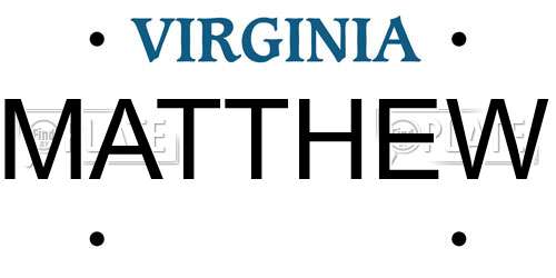 MATTHEW Virginia License Plate