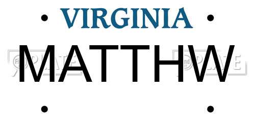 MATTHW Virginia License Plate