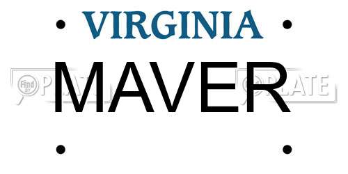 MAVER Virginia License Plate
