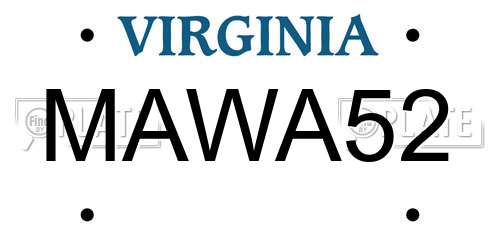 MAWA52 Virginia License Plate