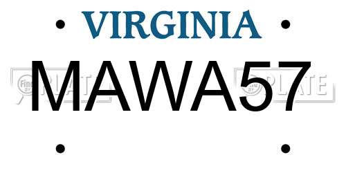 MAWA57 Virginia License Plate