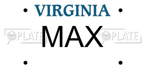 MAX Virginia License Plate