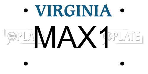 MAX1 Virginia License Plate