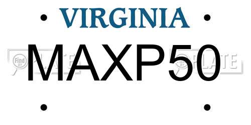 MAXP50 Virginia License Plate