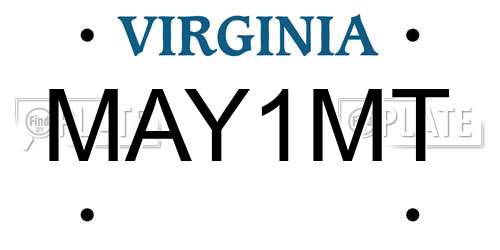 MAY1MT Virginia License Plate