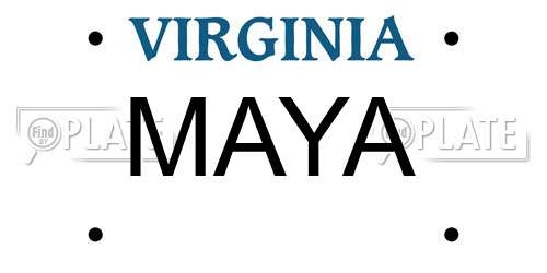 MAYA Virginia License Plate