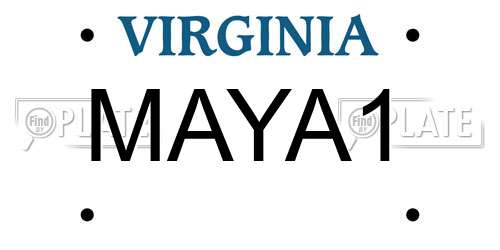 MAYA1 Virginia License Plate