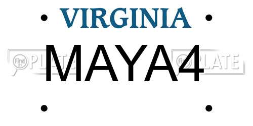 MAYA4 Virginia License Plate