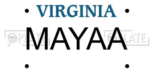 MAYAA Virginia License Plate