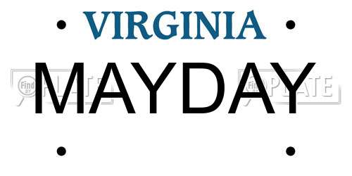 MAYDAY Virginia License Plate