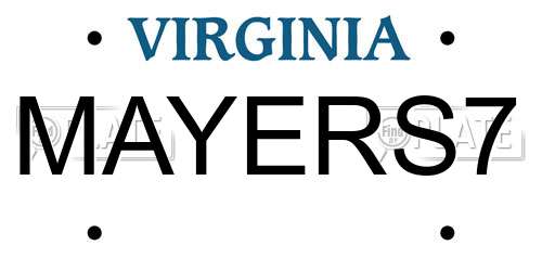 MAYERS7 Virginia License Plate