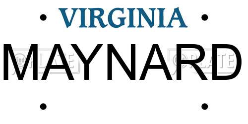 MAYNARD Virginia License Plate