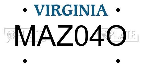 MAZ04O Virginia License Plate