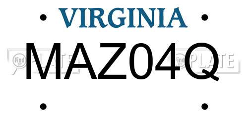 MAZ04Q Virginia License Plate