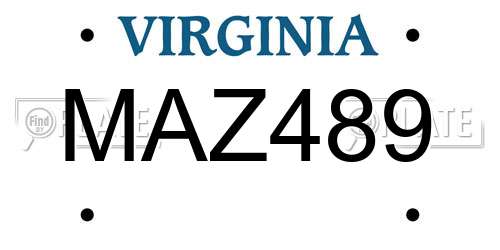 MAZ489 Virginia License Plate