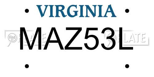 MAZ53L Virginia License Plate