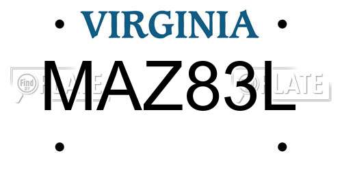 MAZ83L Virginia License Plate