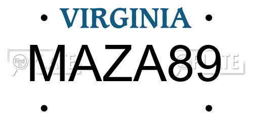 MAZA89 Virginia License Plate