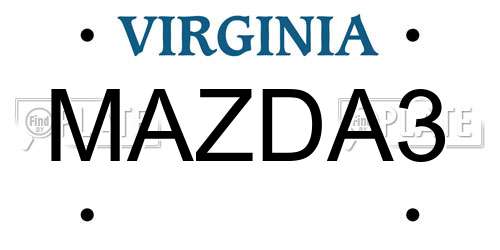 MAZDA3 Virginia License Plate