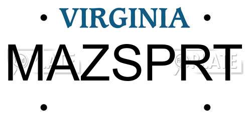 MAZSPRT Virginia License Plate