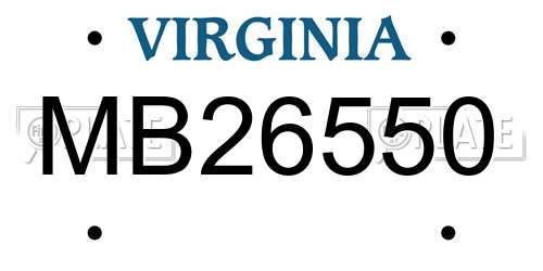 MB26550 Virginia License Plate