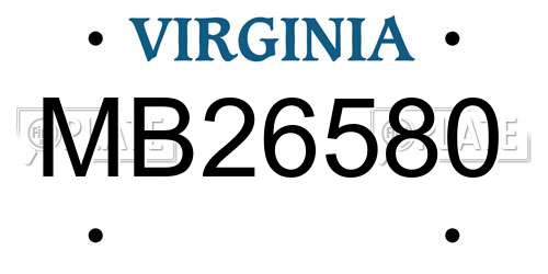 MB26580 Virginia License Plate